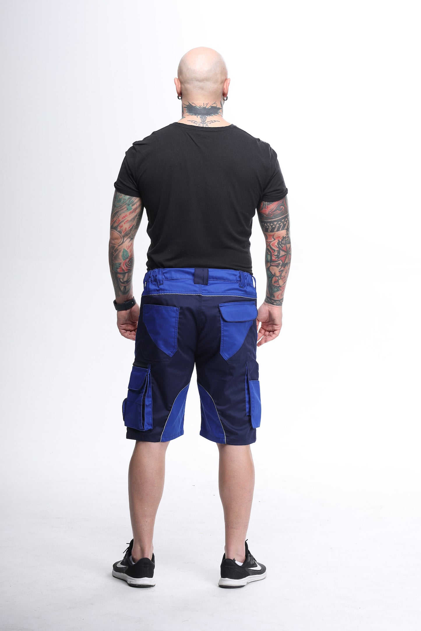 Elastische Bundhose kurz marine/blau
