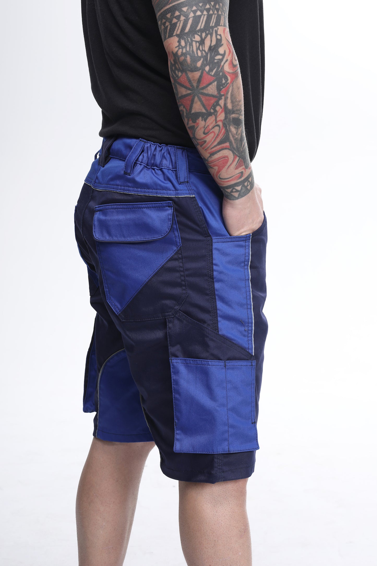 Elastische Bundhose kurz marine/blau