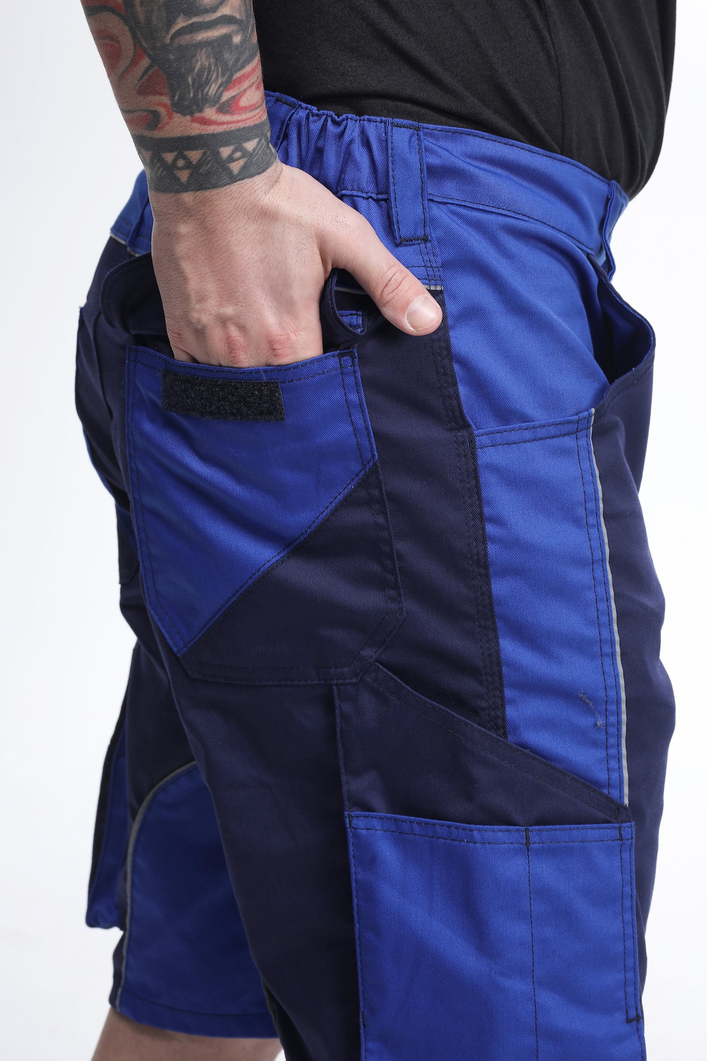Elastische Bundhose kurz marine/blau