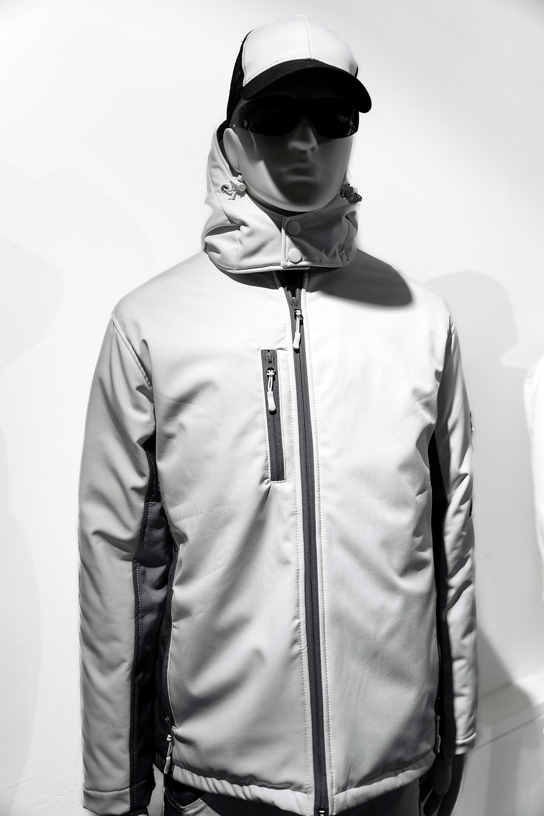 Winter Softshelljacke gefüttert Weiß/Grau