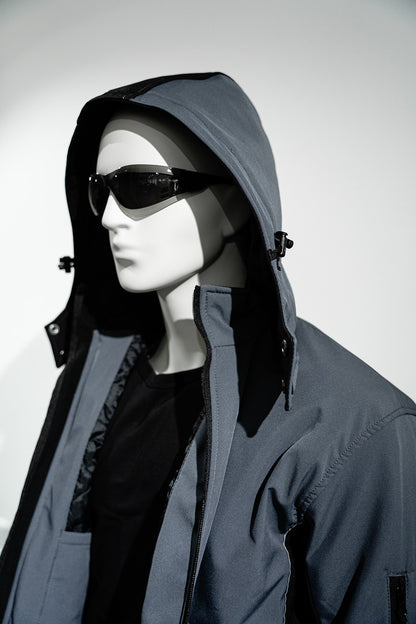 Winter Softshelljacke gefüttert Grau/Schwarz