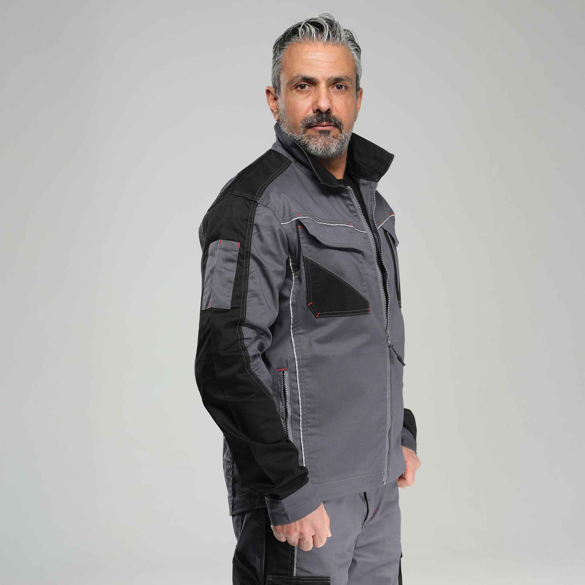 Bundjacke Stretch Grau/Schwarz