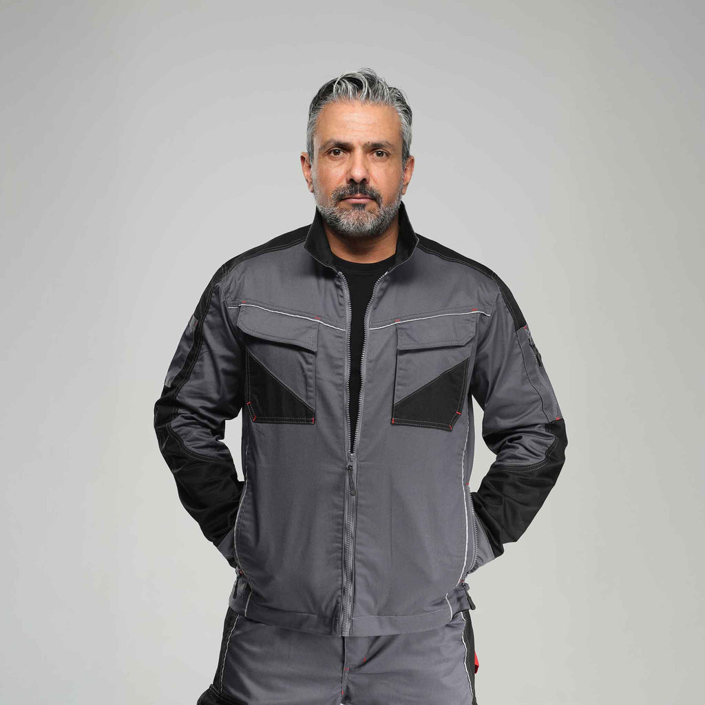 Bundjacke Stretch Grau/Schwarz