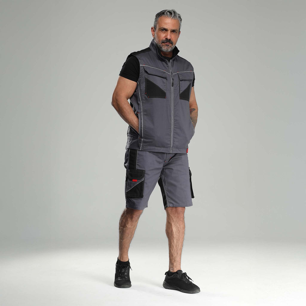 Arbeitshose Stretch Kurz Grau/Schwarz