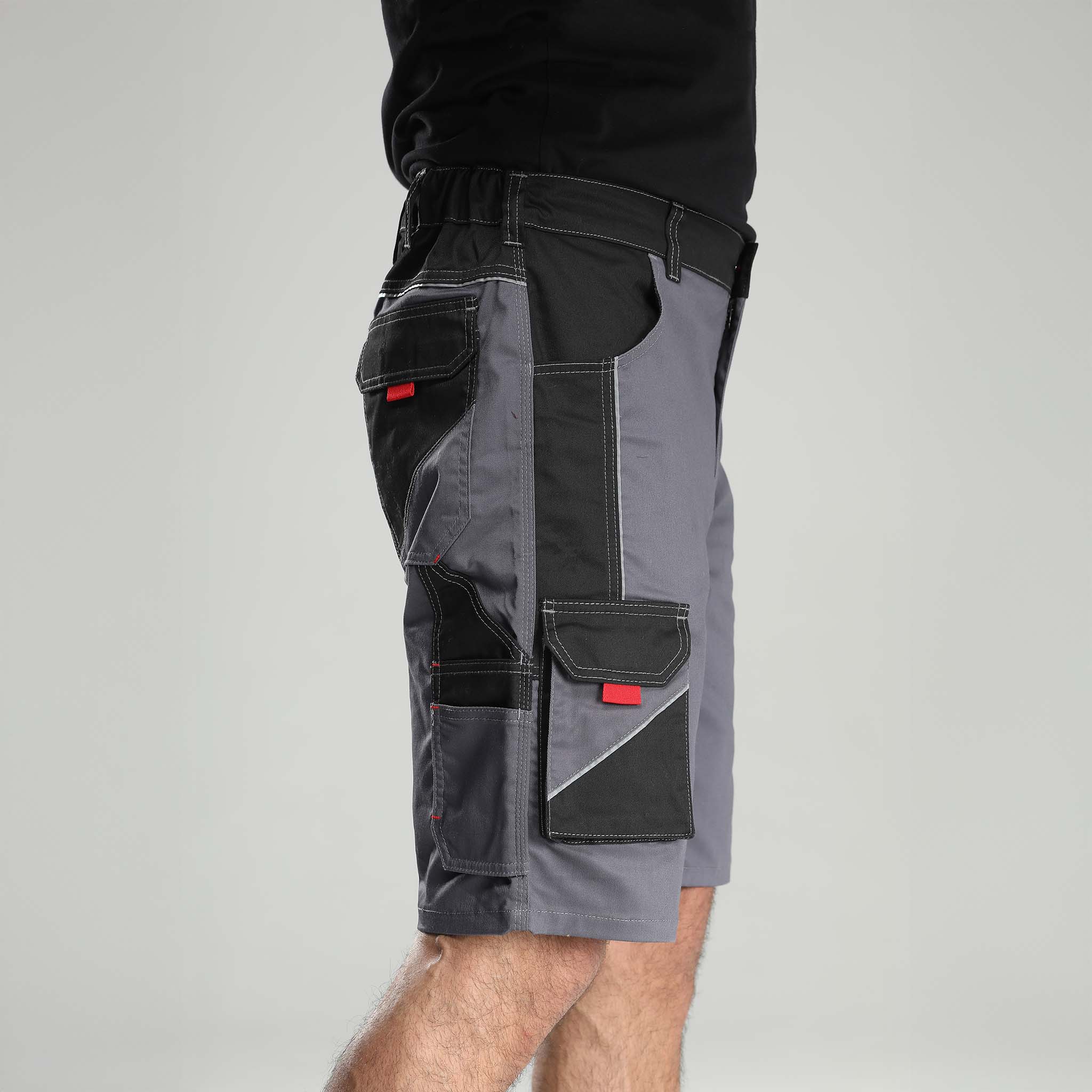 Arbeitshose Stretch Kurz Grau/Schwarz