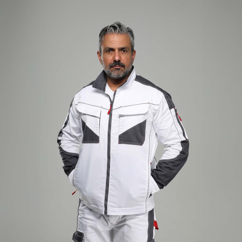 Bundjacke Stretch Weiß/Grau