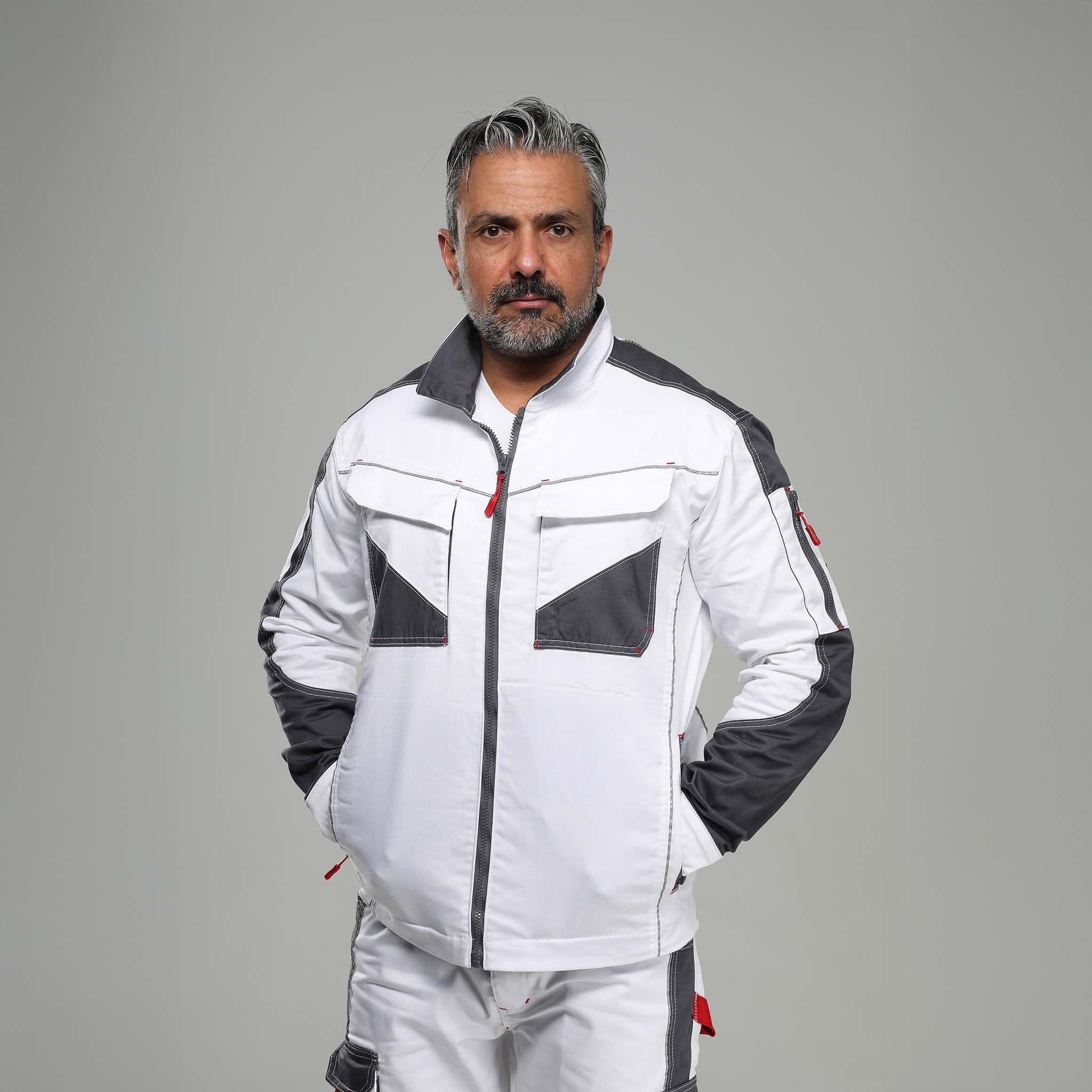 Bundjacke Stretch Weiß/Grau