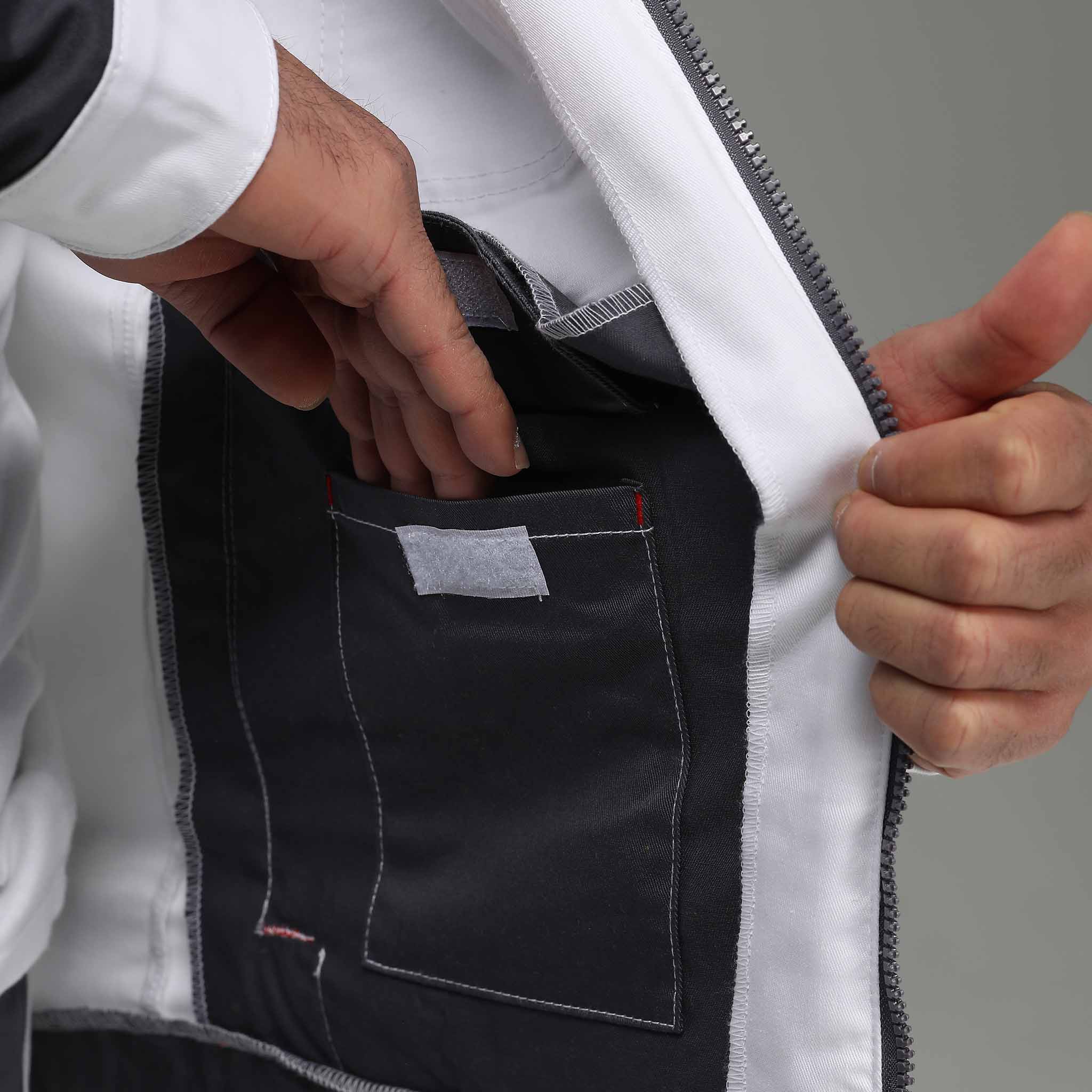 Bundjacke Stretch Weiß/Grau