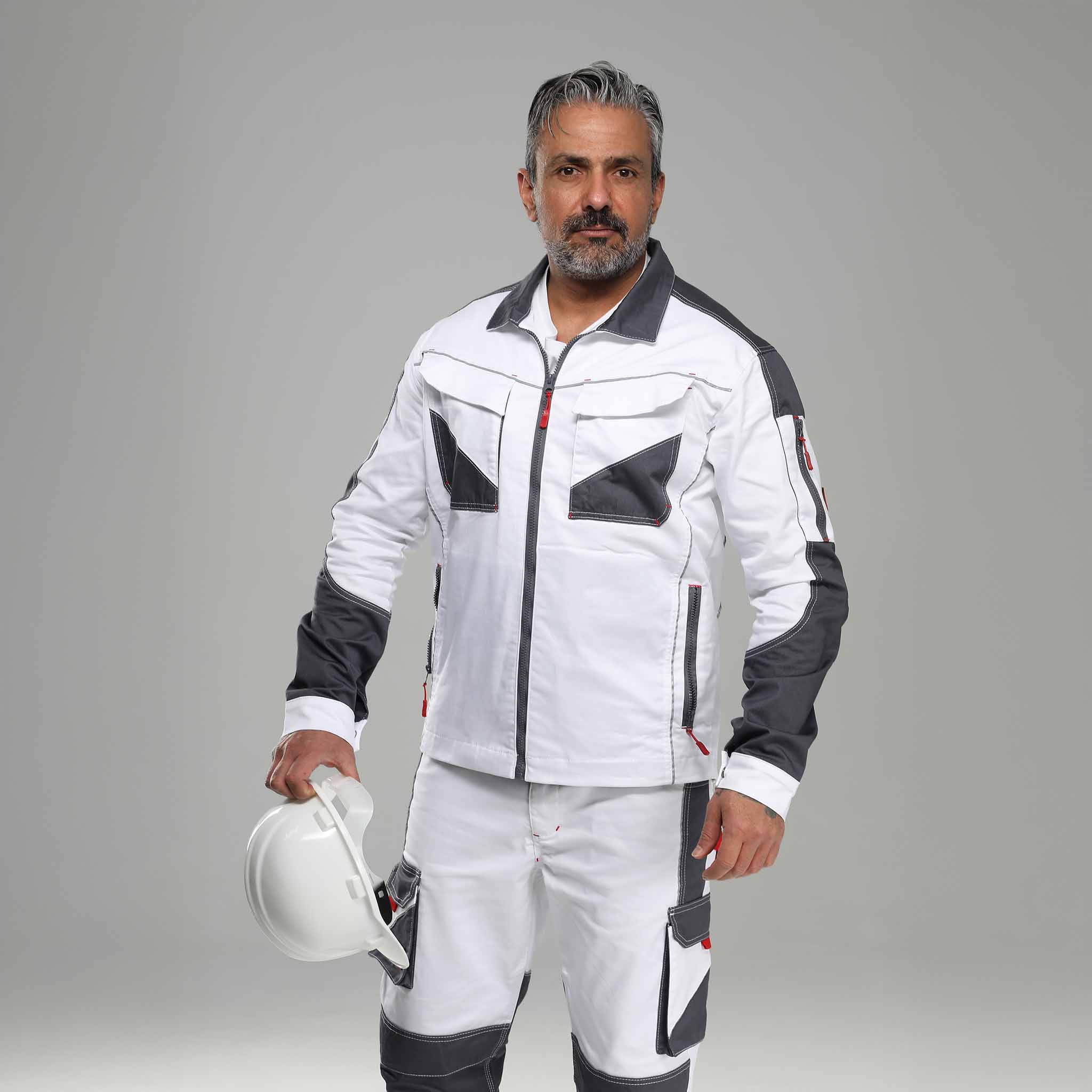 Bundjacke Stretch Weiß/Grau