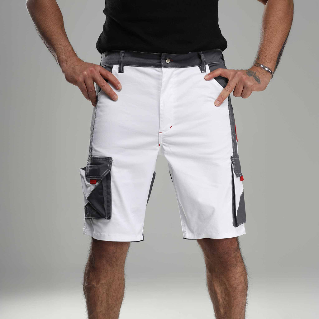 Arbeitshose Stretch Kurz Weiß/Grau