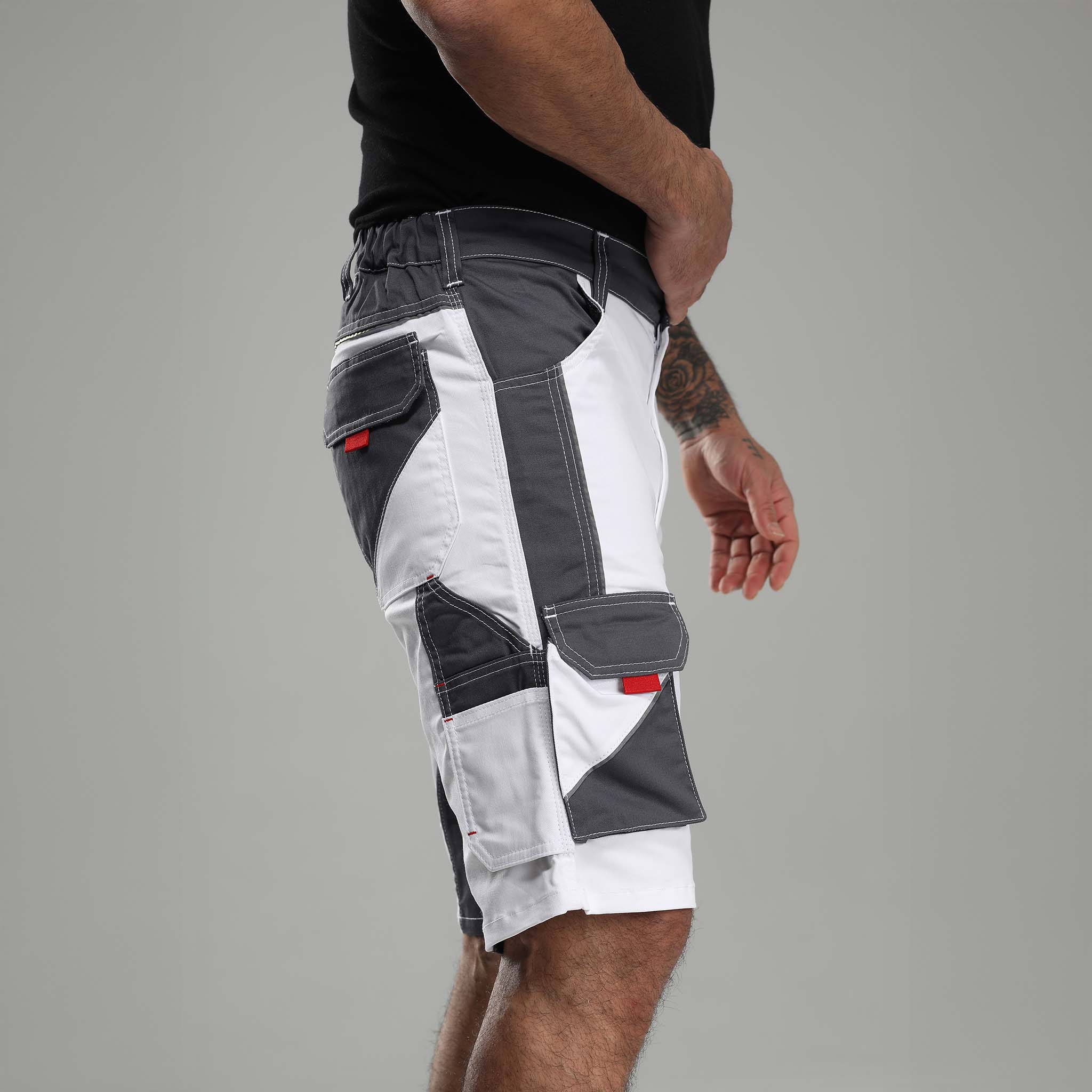 Arbeitshose Stretch Kurz Weiß/Grau