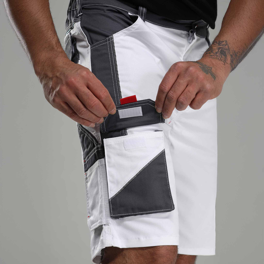 Arbeitshose Stretch Kurz Weiß/Grau