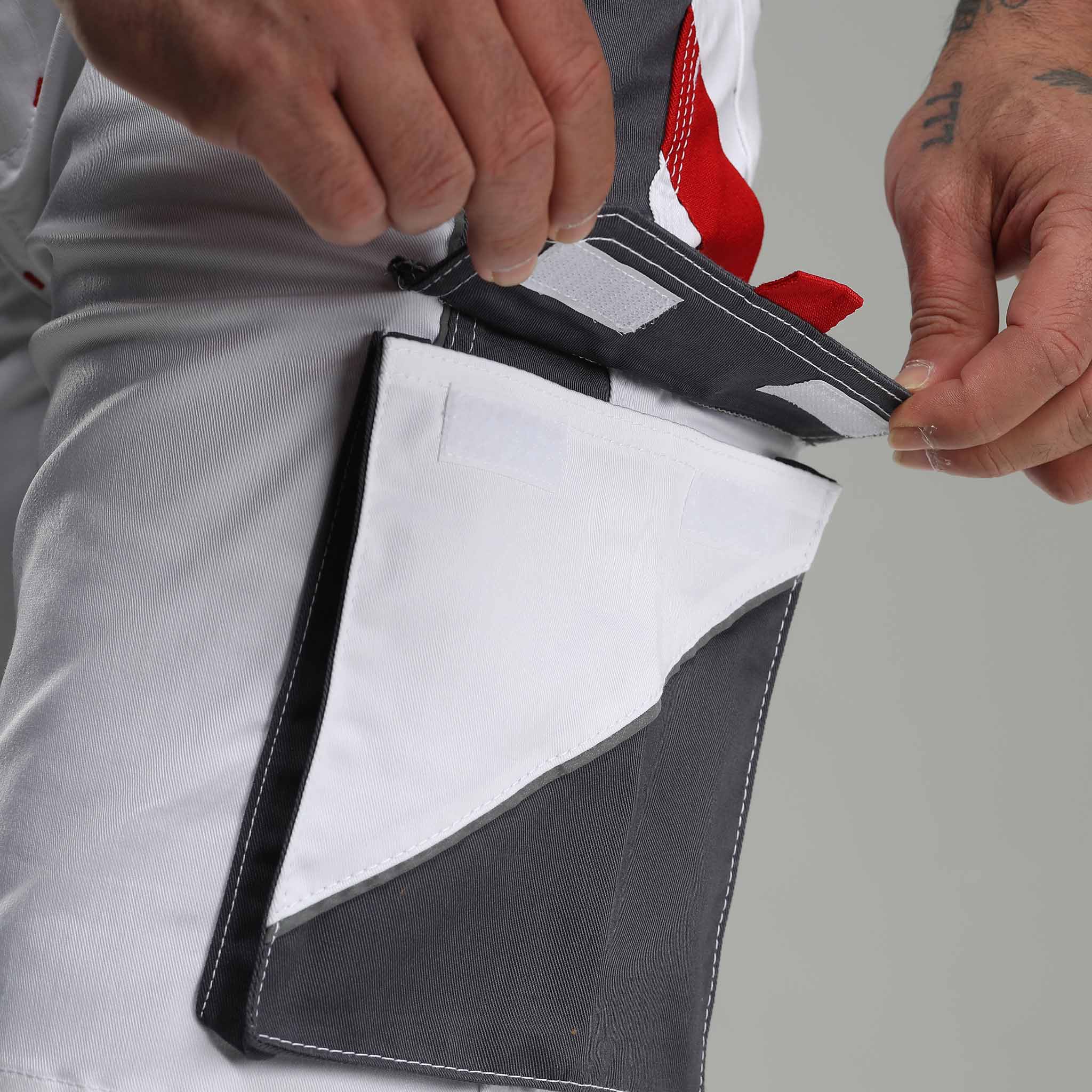 Arbeitshose Stretch Kurz Weiß/Grau