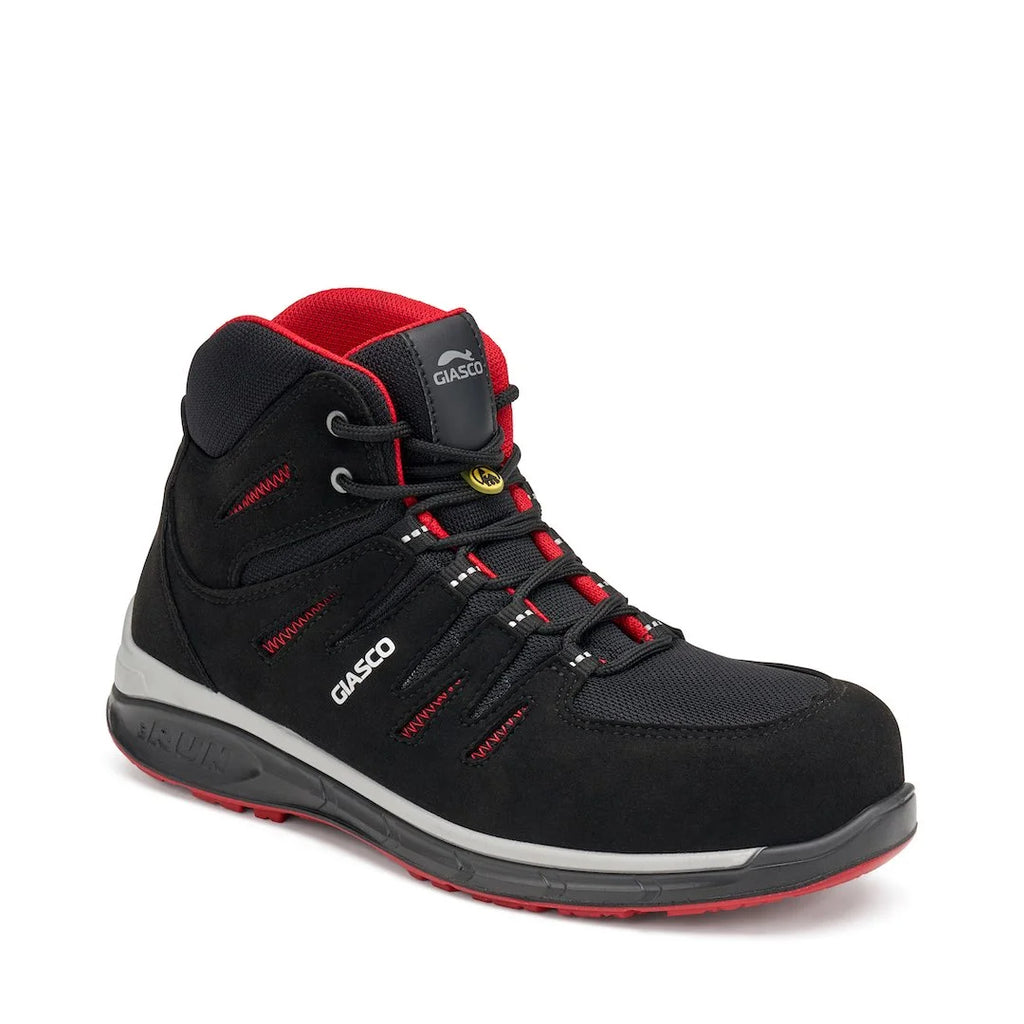 GIASCO OSTRO S3 SRC ESD Sicherheitsschuh, schwarz-rot, knöchelhoch, metallfrei