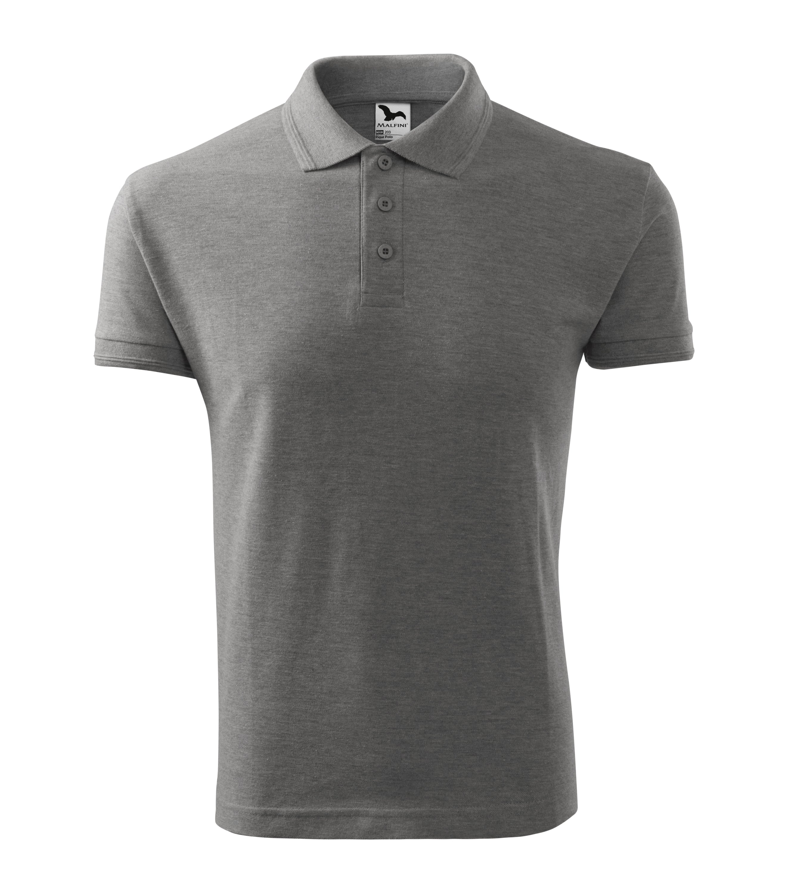 Pique Polo Shirt Men Dark Gray Melange