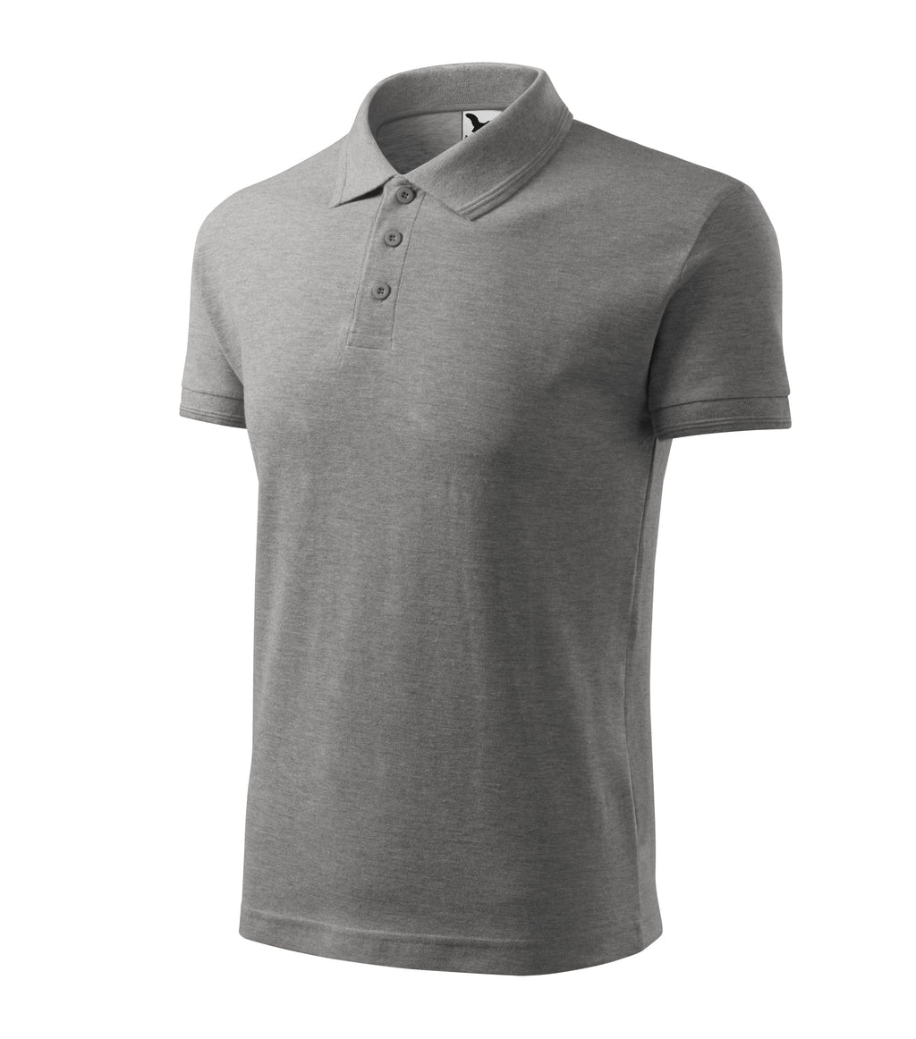 Pique Polo Shirt Men Dark Gray Melange
