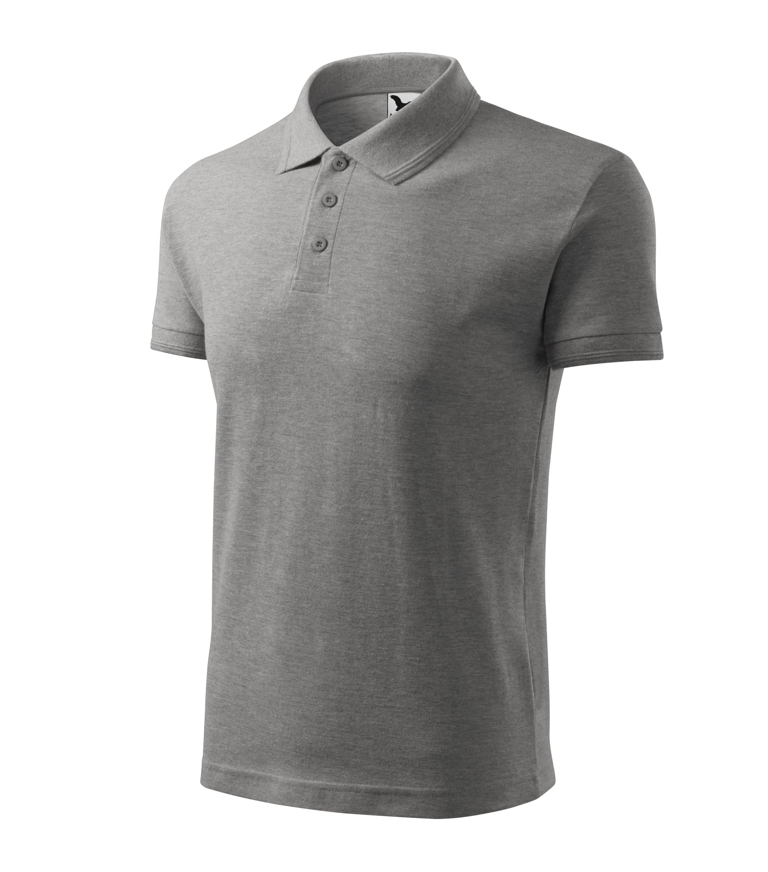 Pique Polo Shirt Men Dark Gray Melange