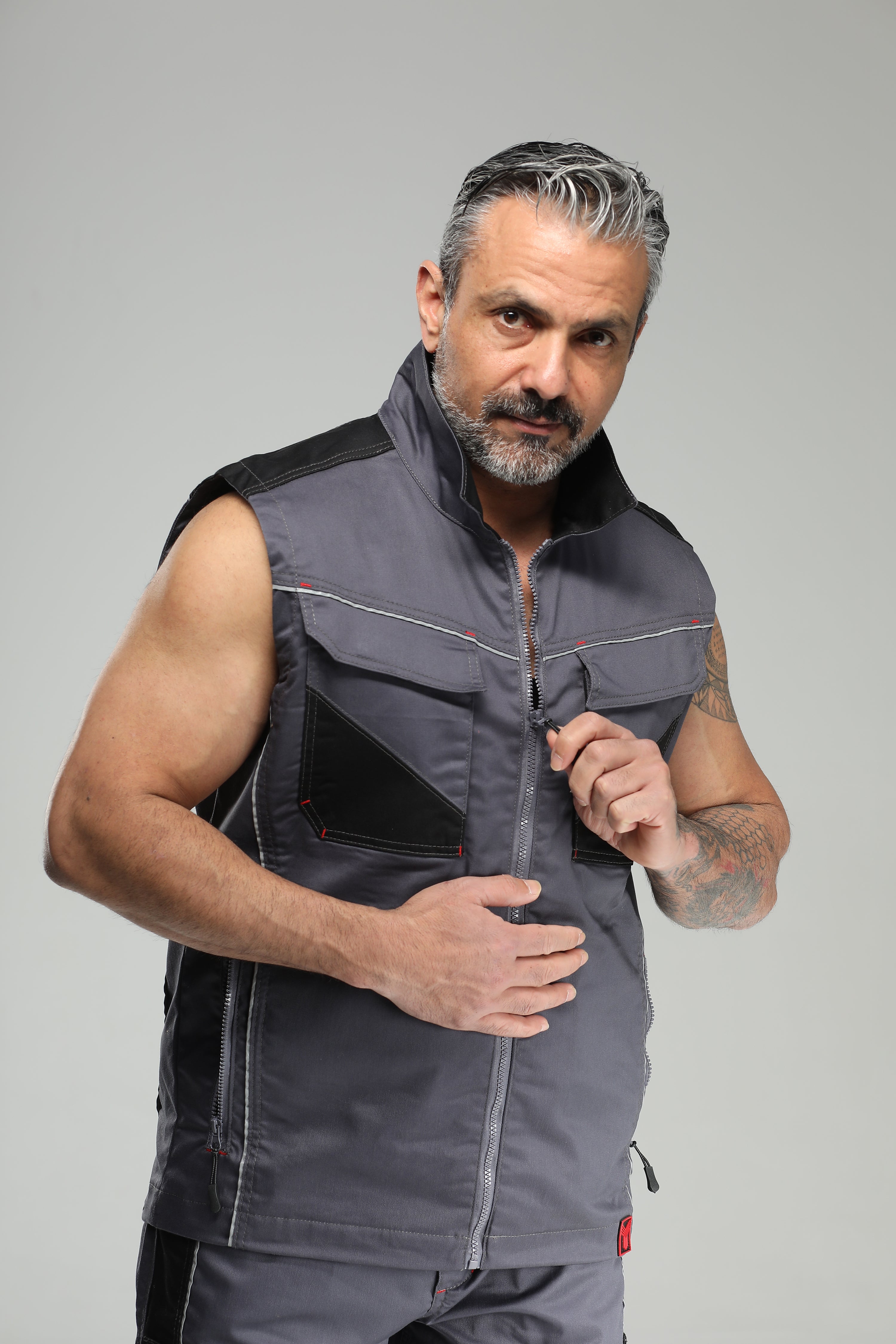 Stretch Work Vest Gray/Black