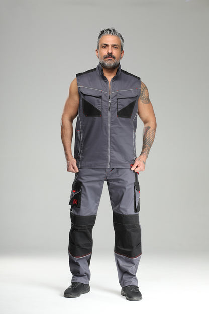 Elastische Bundhose Grau/Schwarz