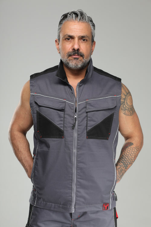 Arbeitsweste Stretch Grau/Schwarz - YURT-TEX KG