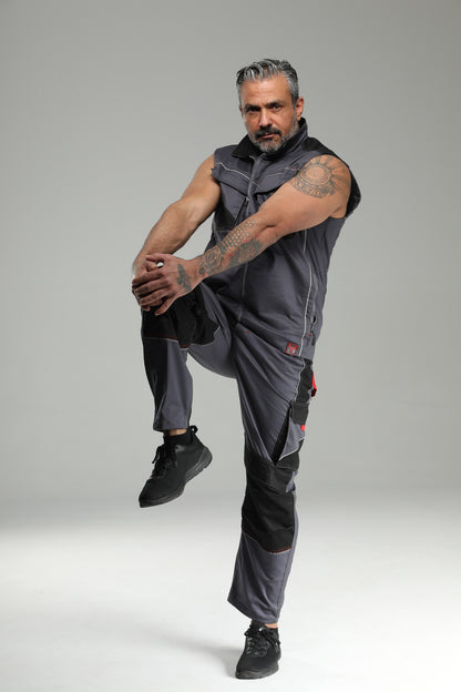 Elastische Bundhose Grau/Schwarz