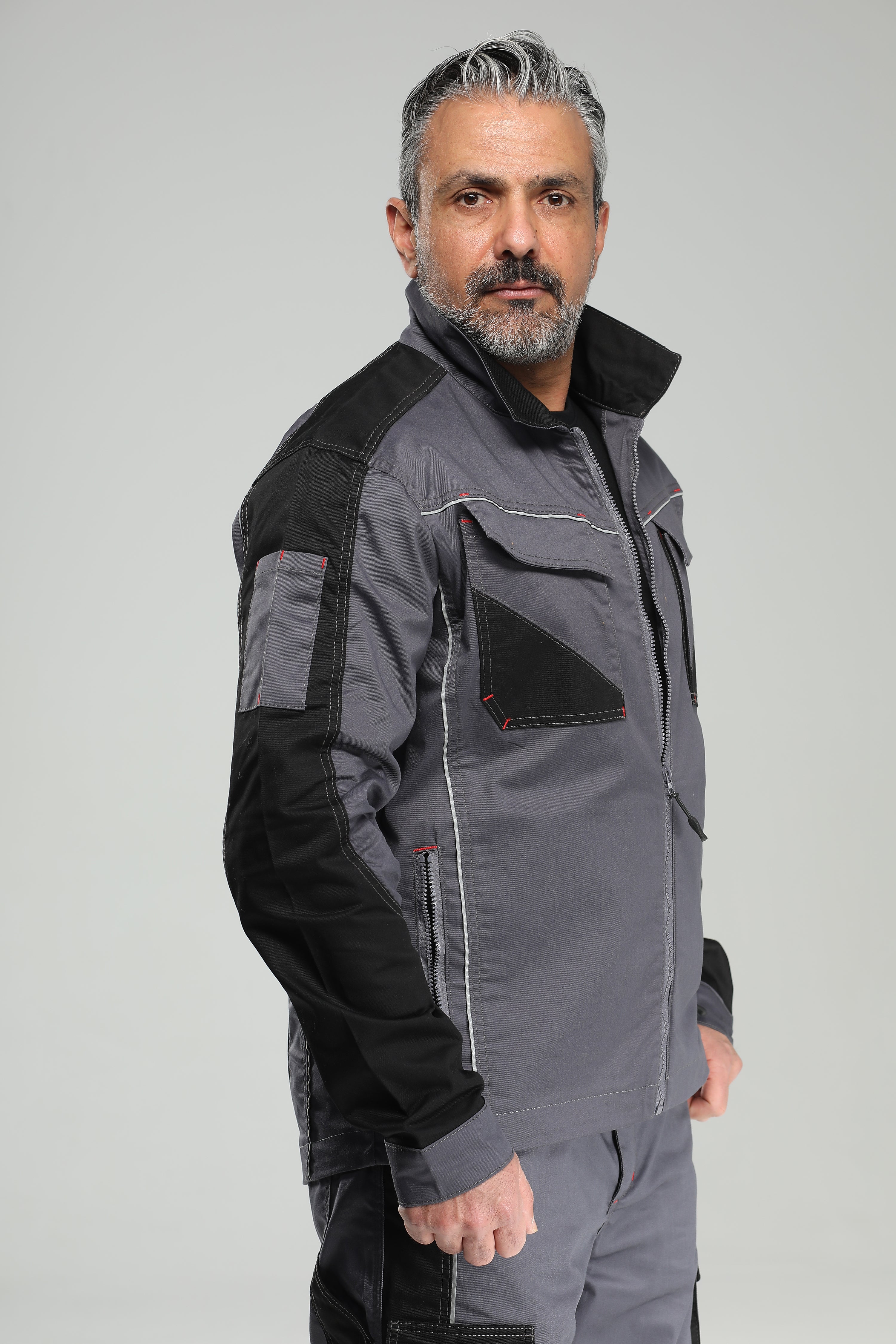 Arbeitsbundjacke Stretch  Grau/Schwarz