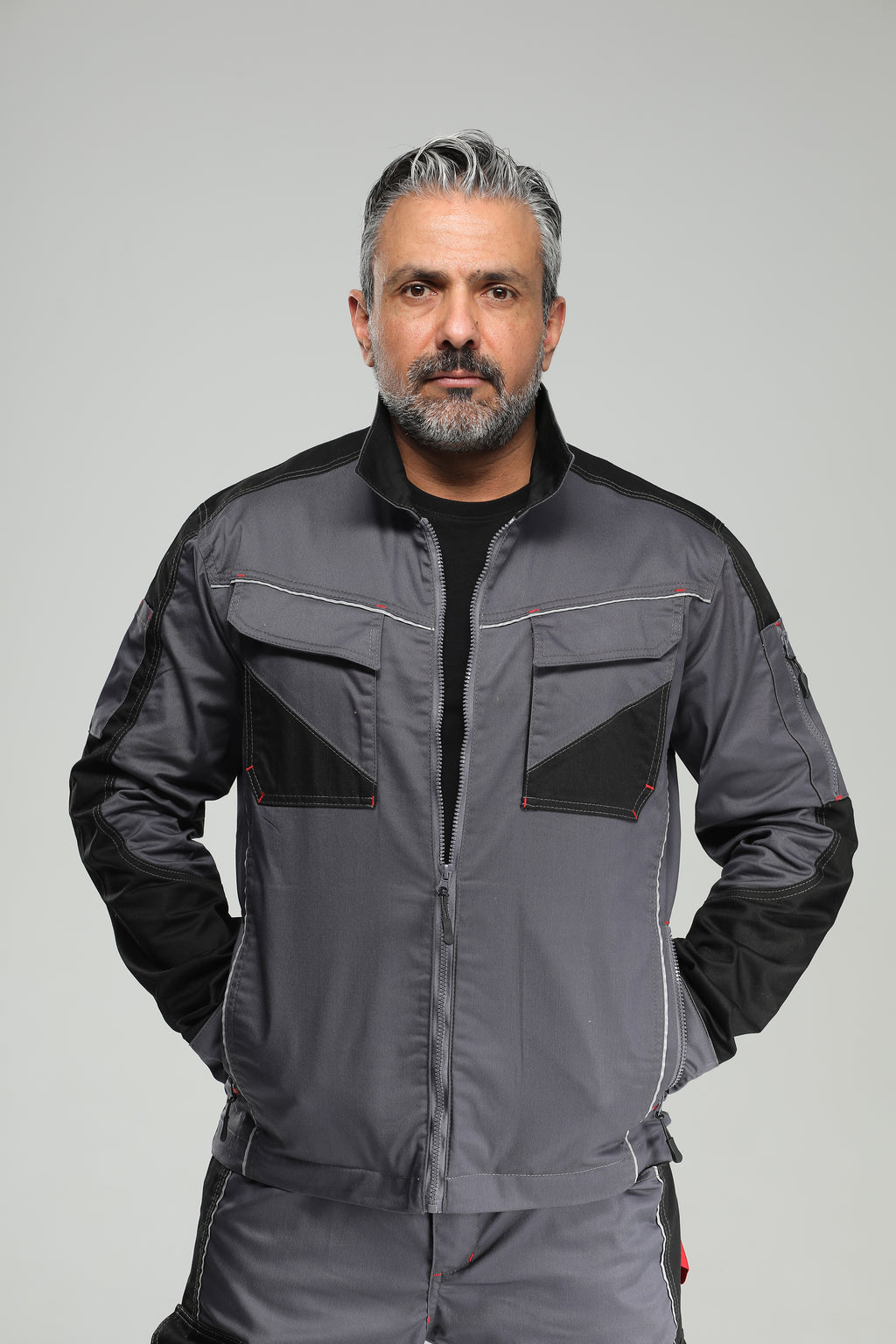 Arbeitsbundjacke Stretch  Grau/Schwarz