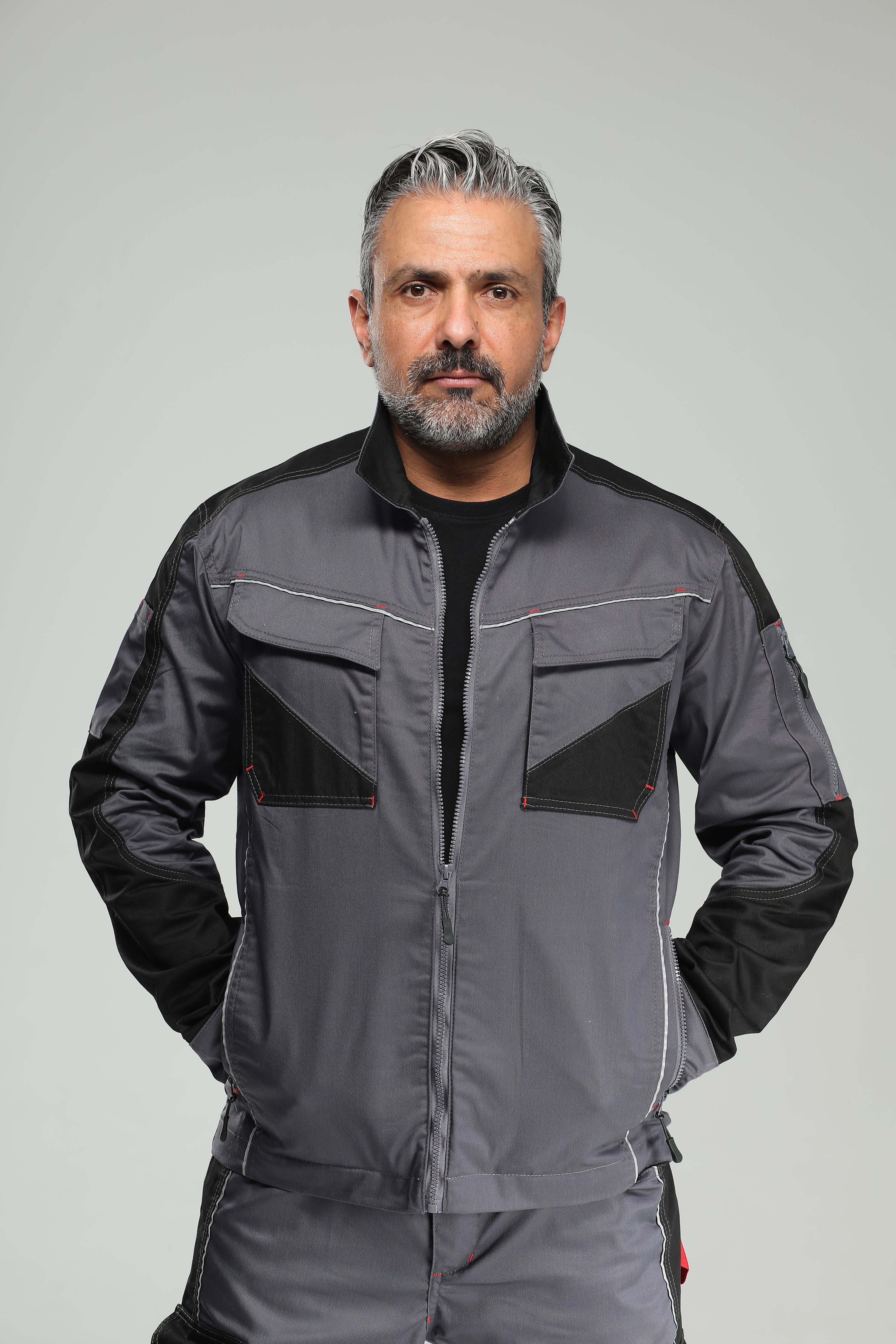 Arbeitsbundjacke Stretch  Grau/Schwarz