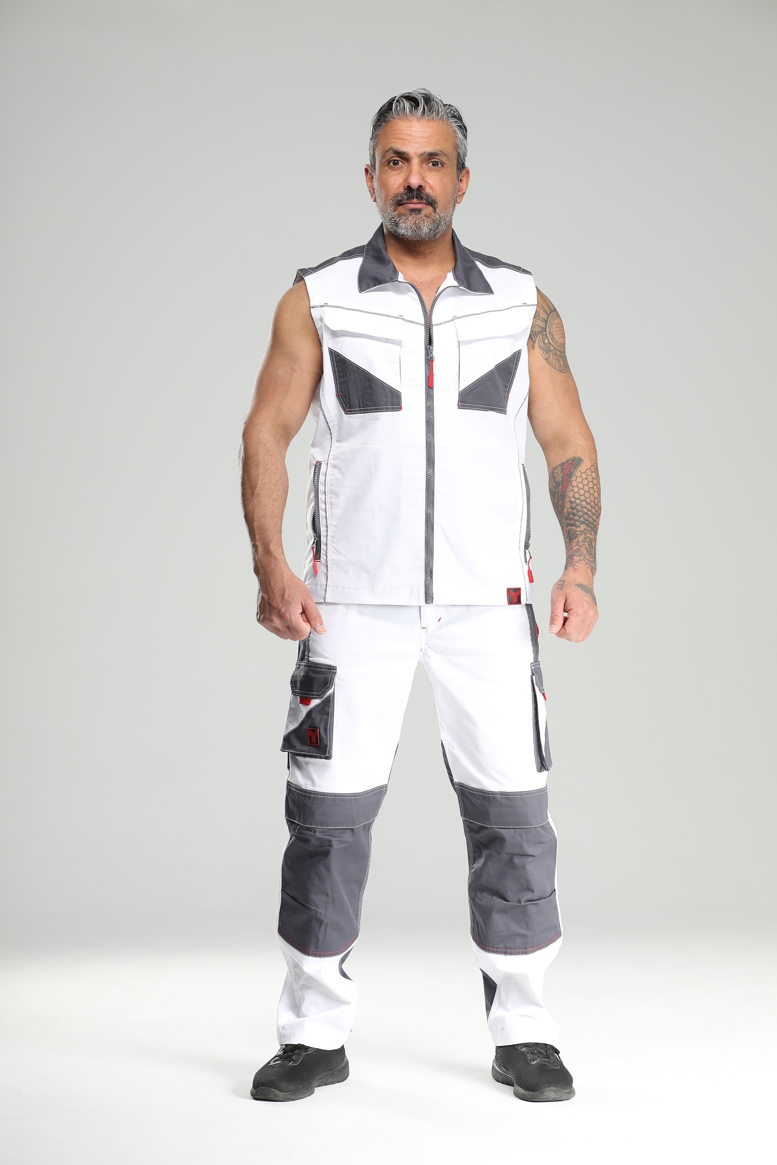 Stretch Work Pants White/Gray