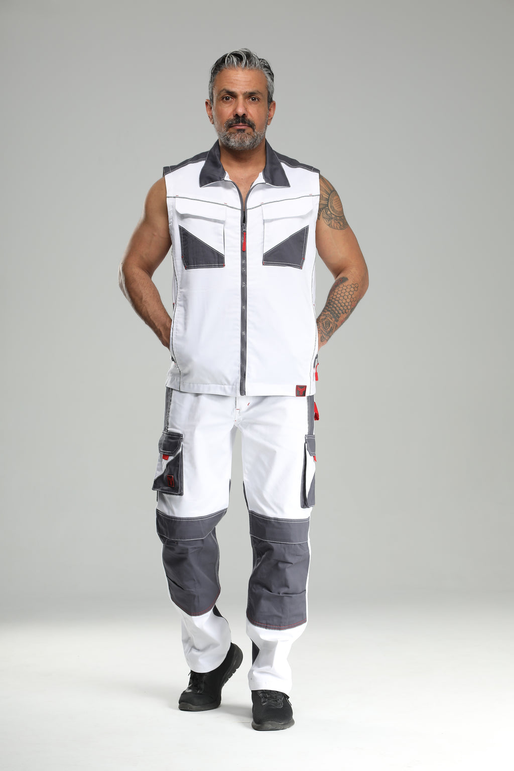 Stretch Work Pants White/Gray