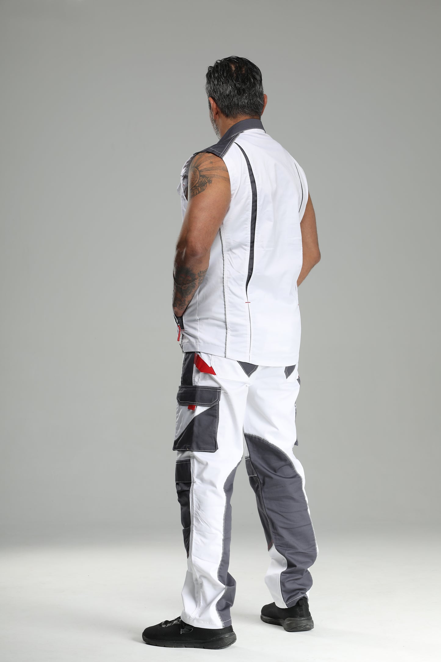 Elastische Bundhose Weiß/Grau