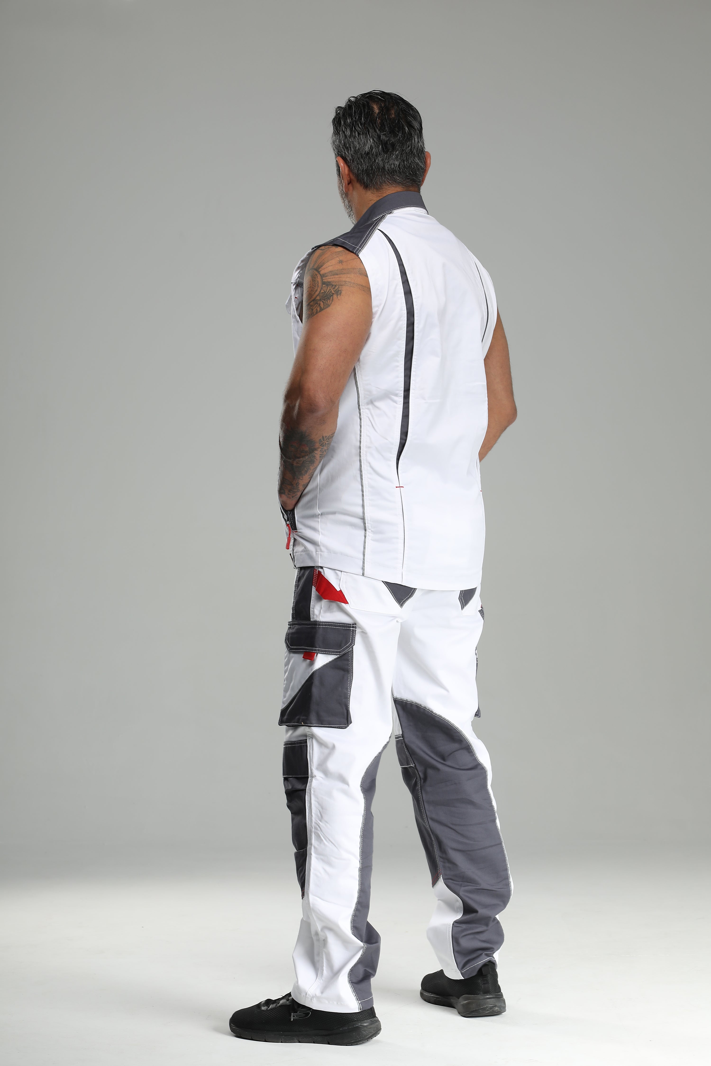 Stretch Work Pants White/Gray