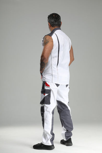 Elastische Bundhose Weiß/Grau