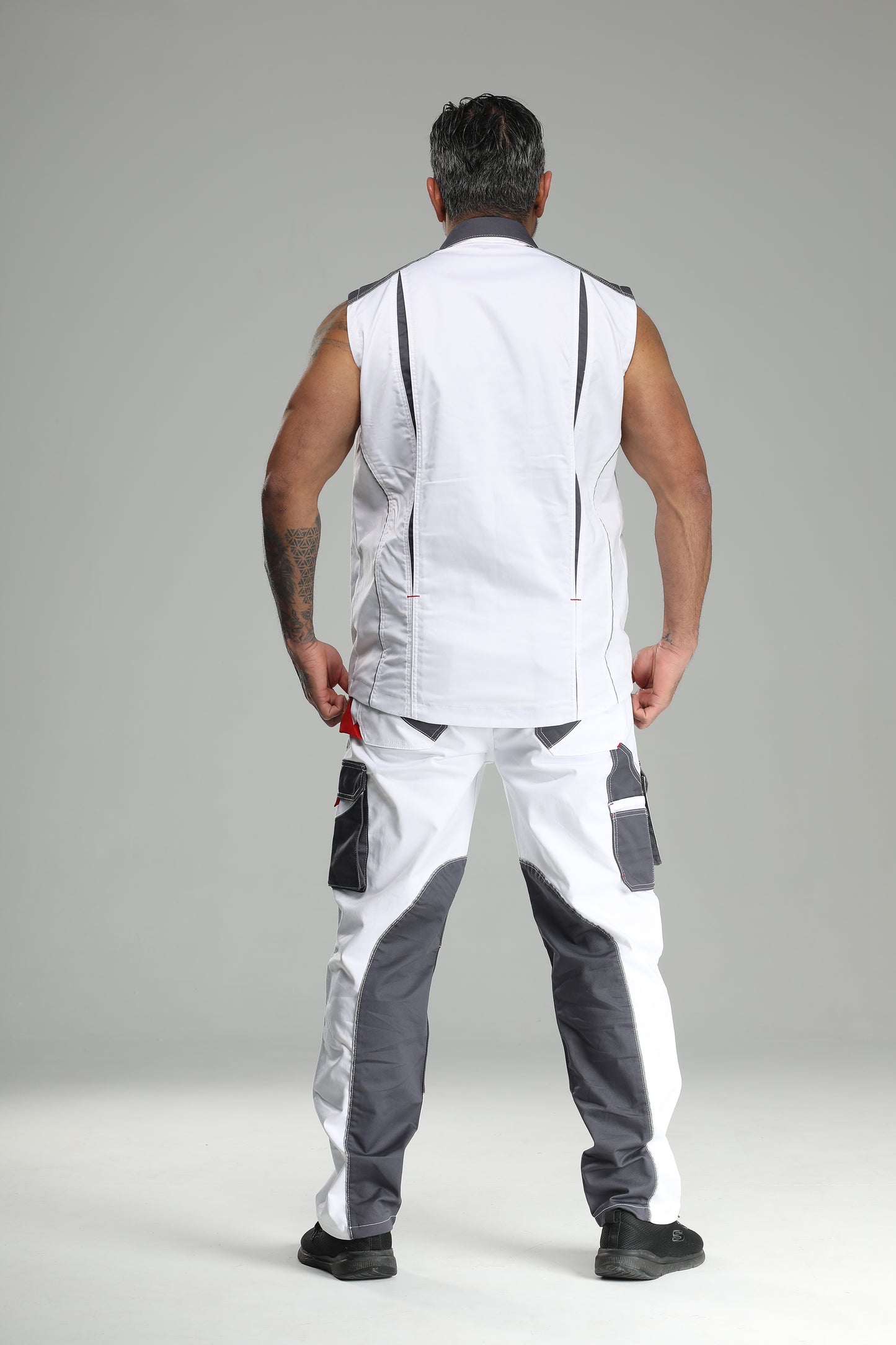 Elastische Bundhose Weiß/Grau