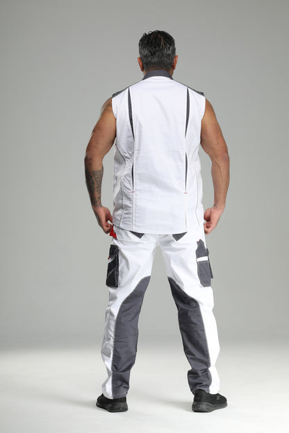 Elastische Bundhose Weiß/Grau