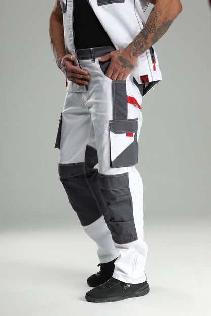 Elastische Bundhose Weiß/Grau