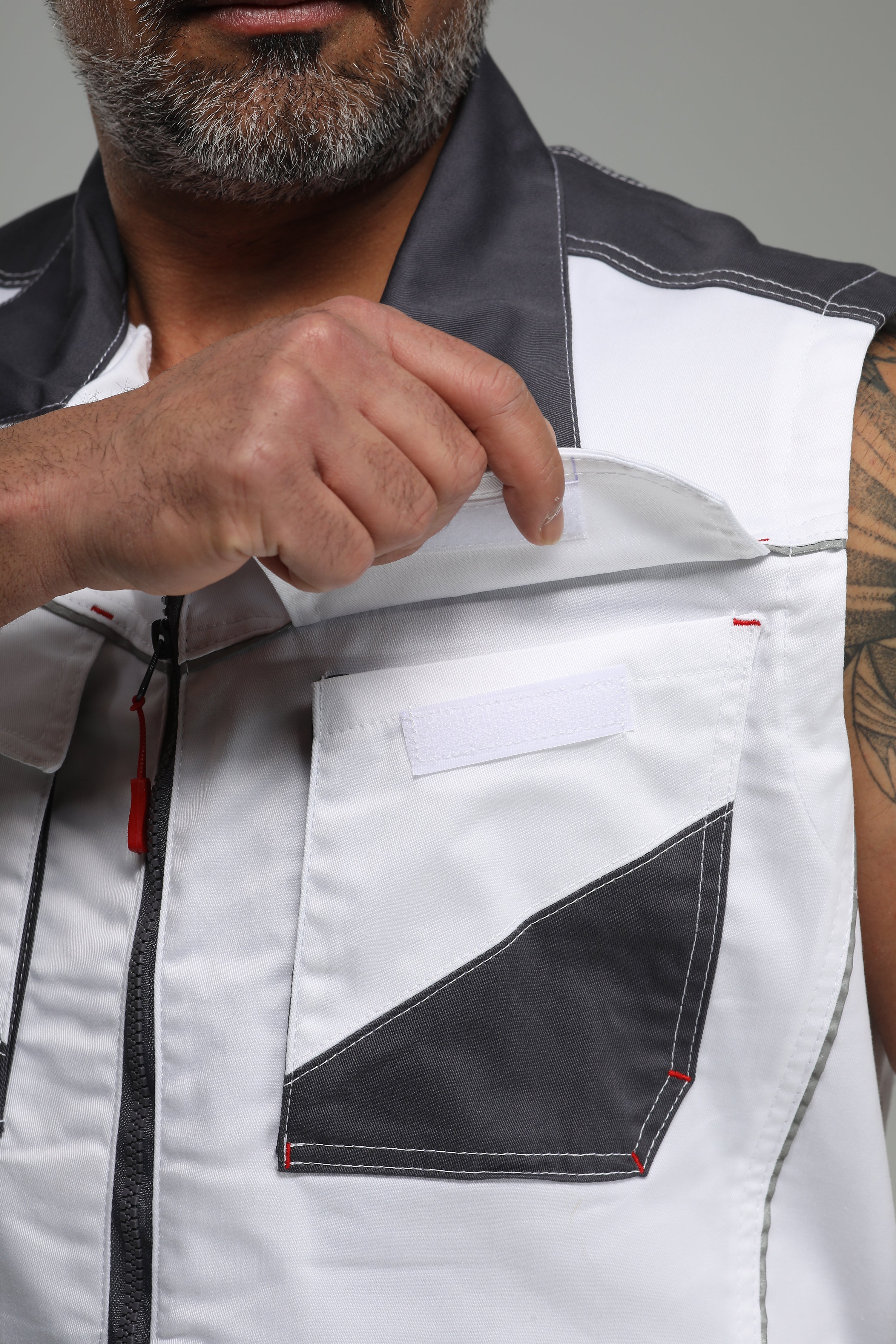 Stretch Work Vest White/Gray
