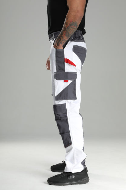 Elastische Bundhose Weiß/Grau