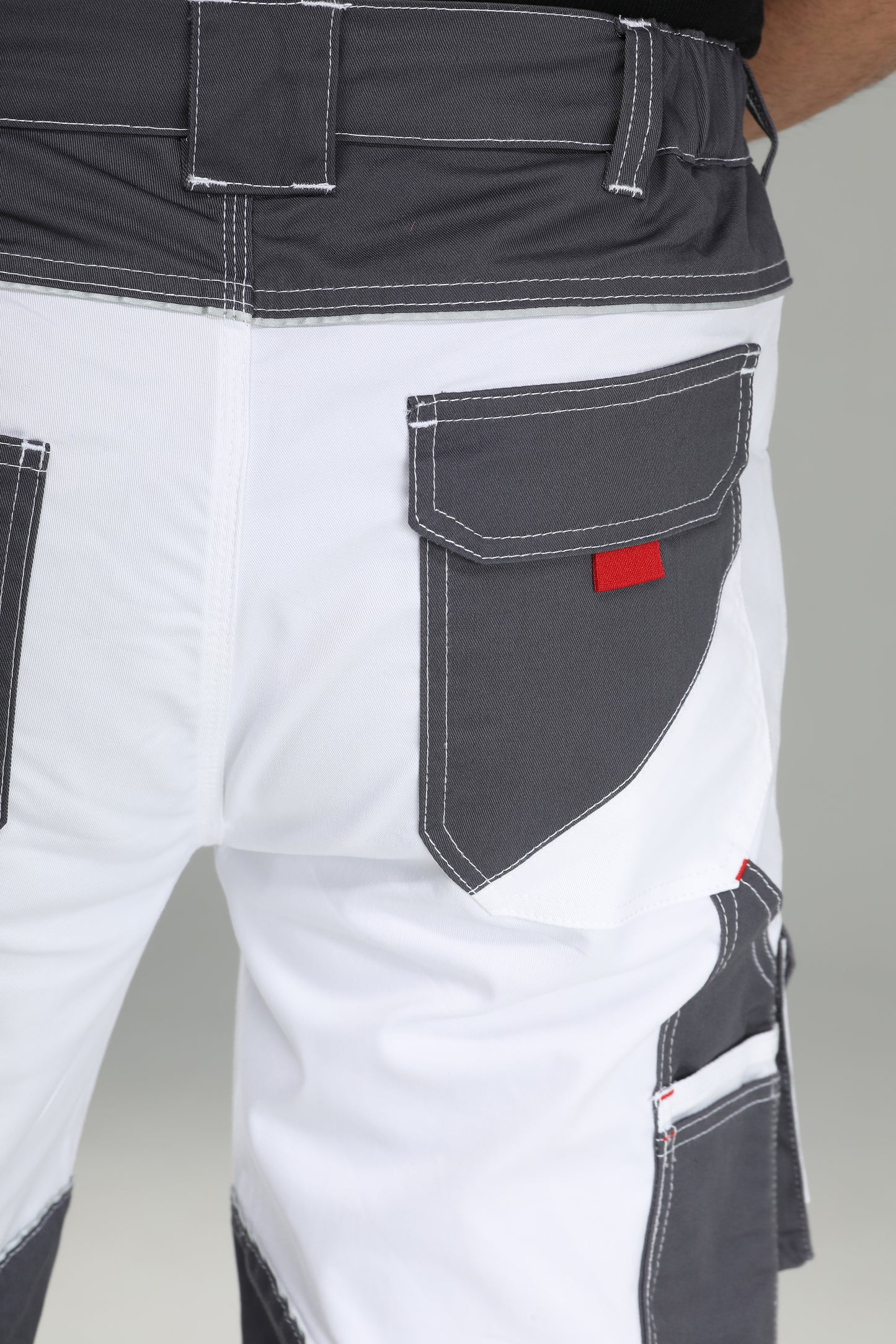 Elastische Bundhose Weiß/Grau