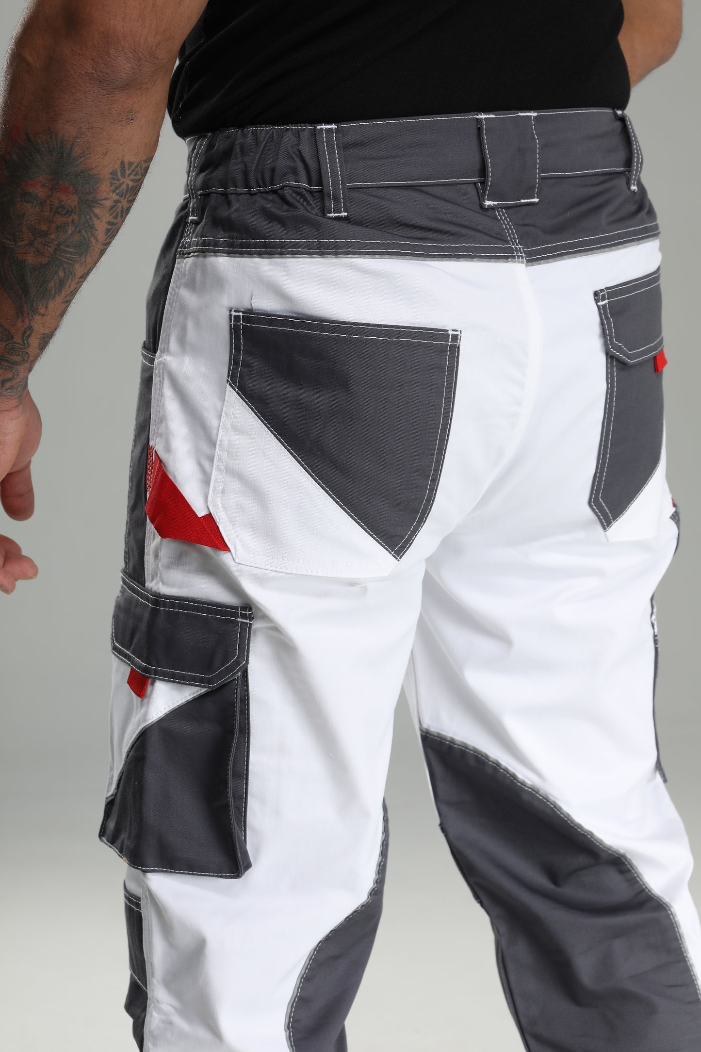 Elastische Bundhose Weiß/Grau