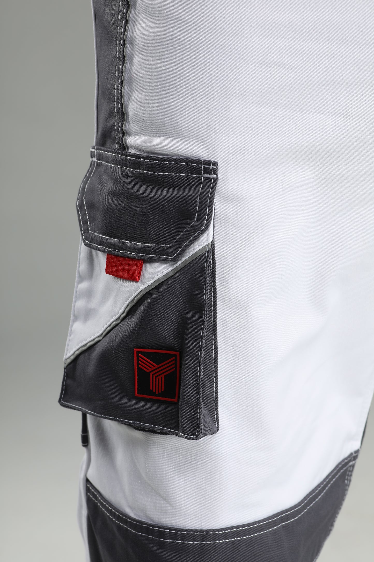 Elastische Bundhose Weiß/Grau