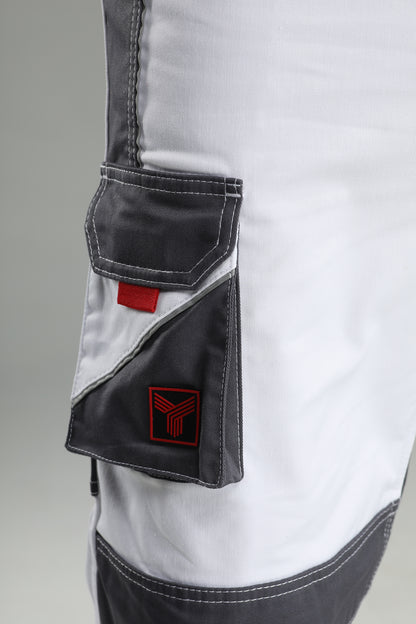 Elastische Bundhose Weiß/Grau