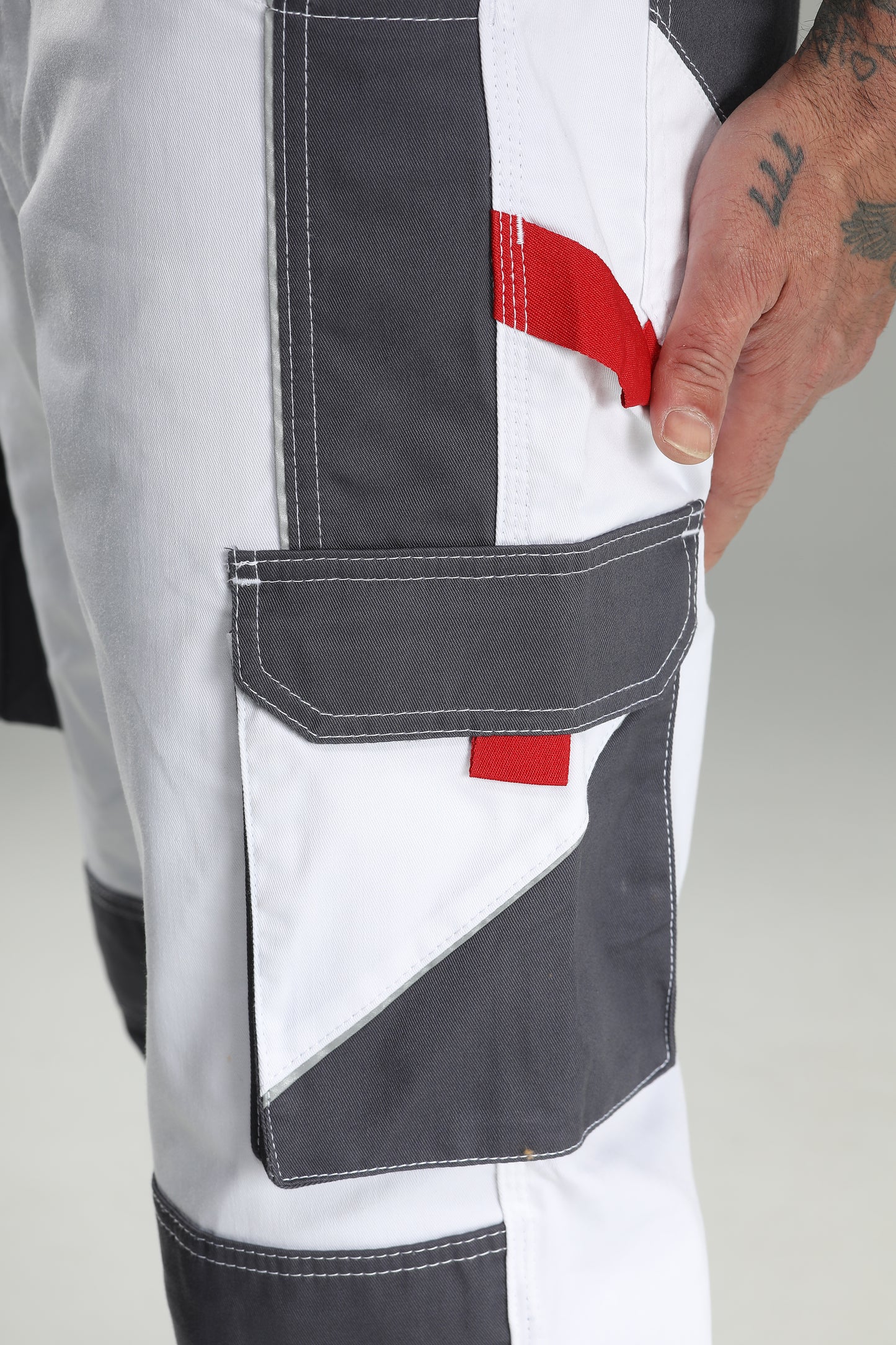 Elastische Bundhose Weiß/Grau