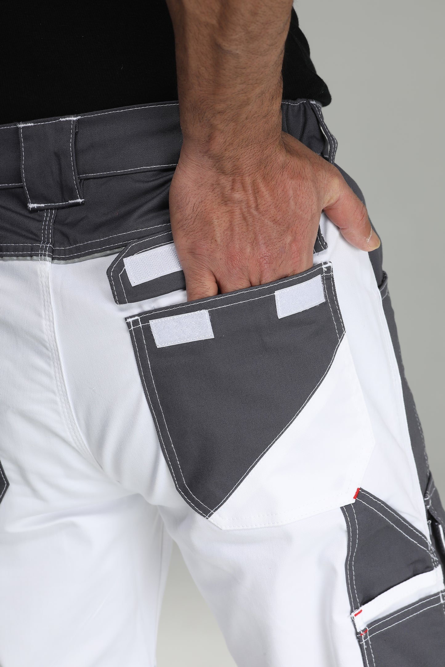 Elastische Bundhose Weiß/Grau
