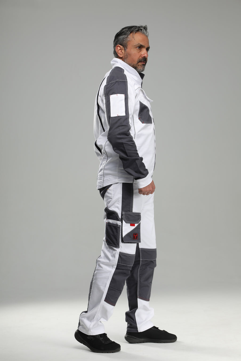 Arbeitsbundjacke Stretch Weiß/Grau