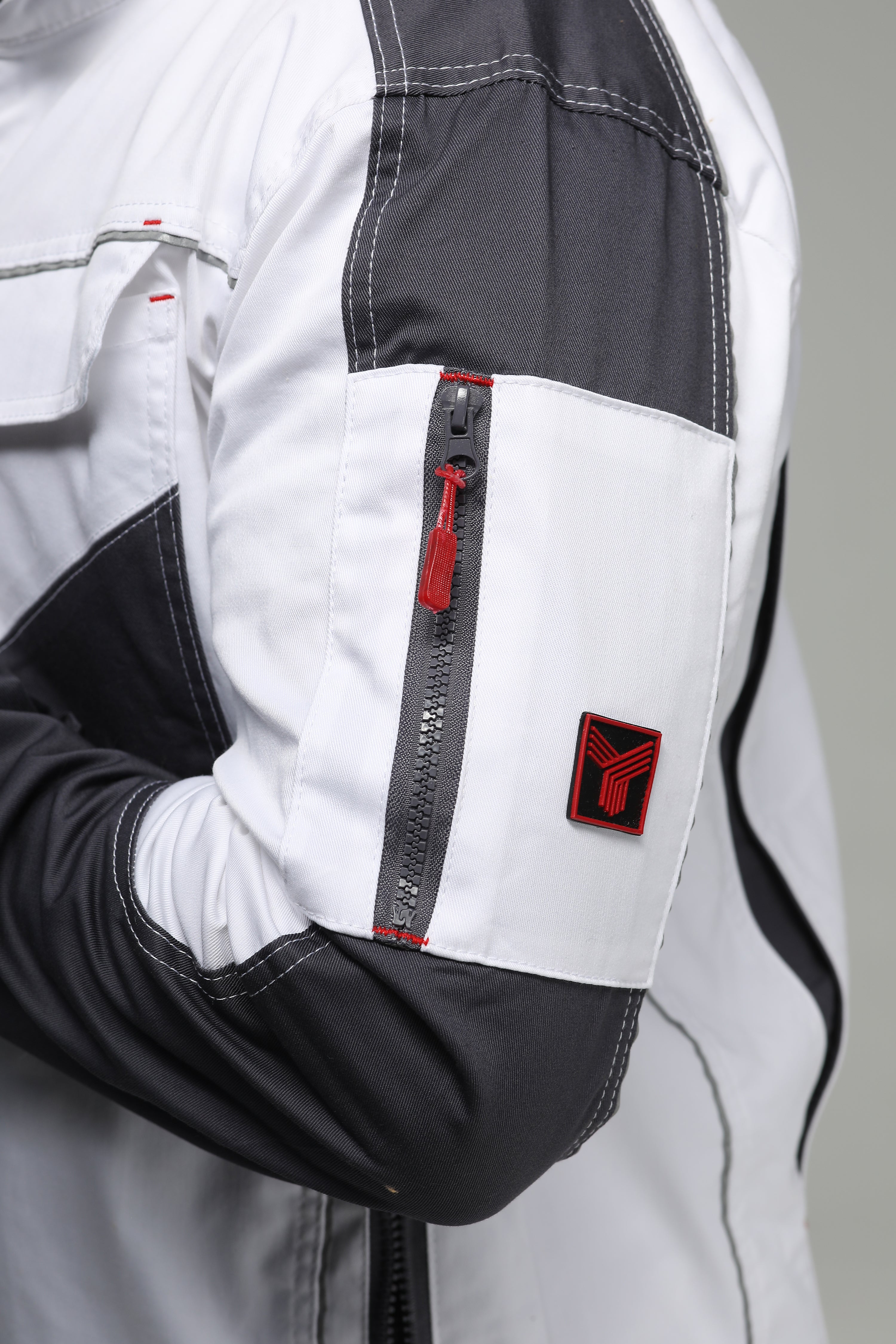 Arbeitsbundjacke Stretch Weiß/Grau