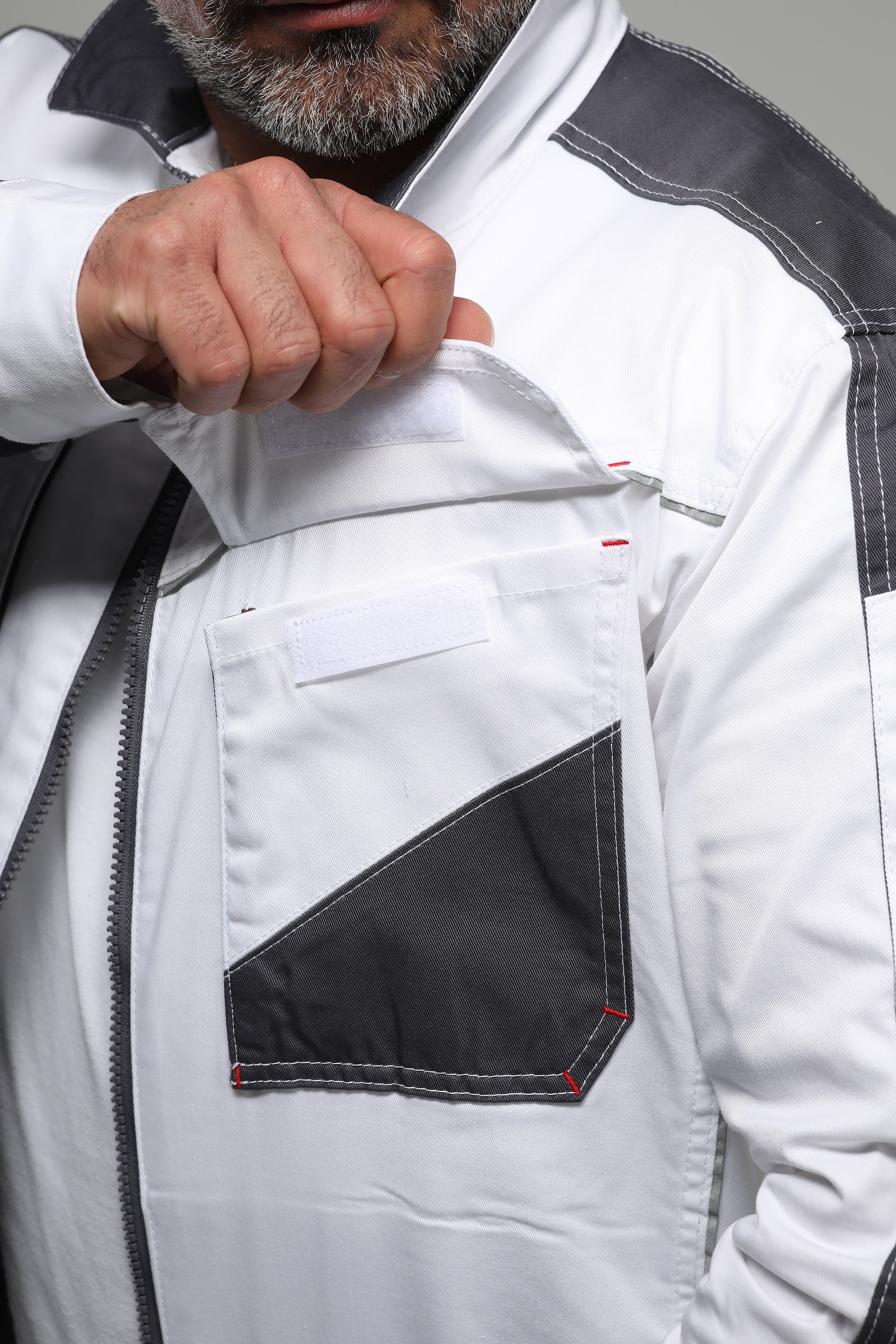 Arbeitsbundjacke Stretch Weiß/Grau