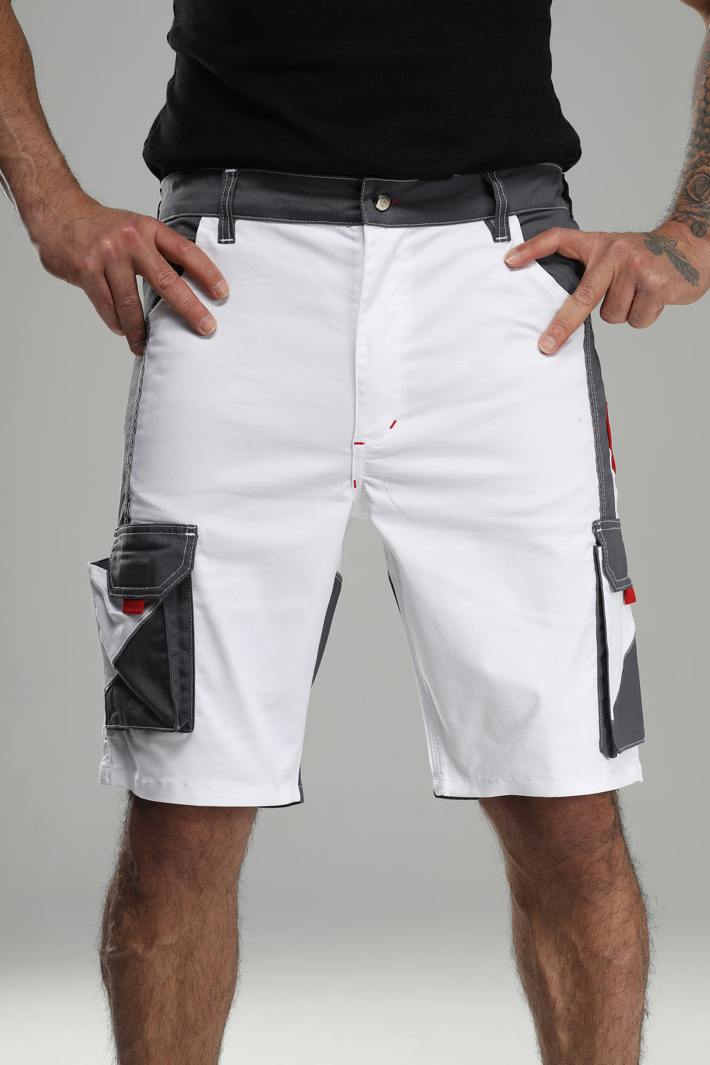 Stretch Work Pants Short White/Gray