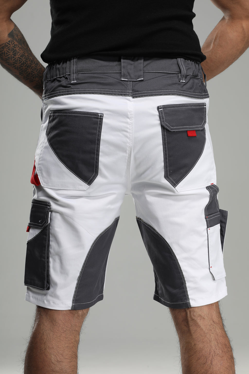 Stretch Work Pants Short White/Gray