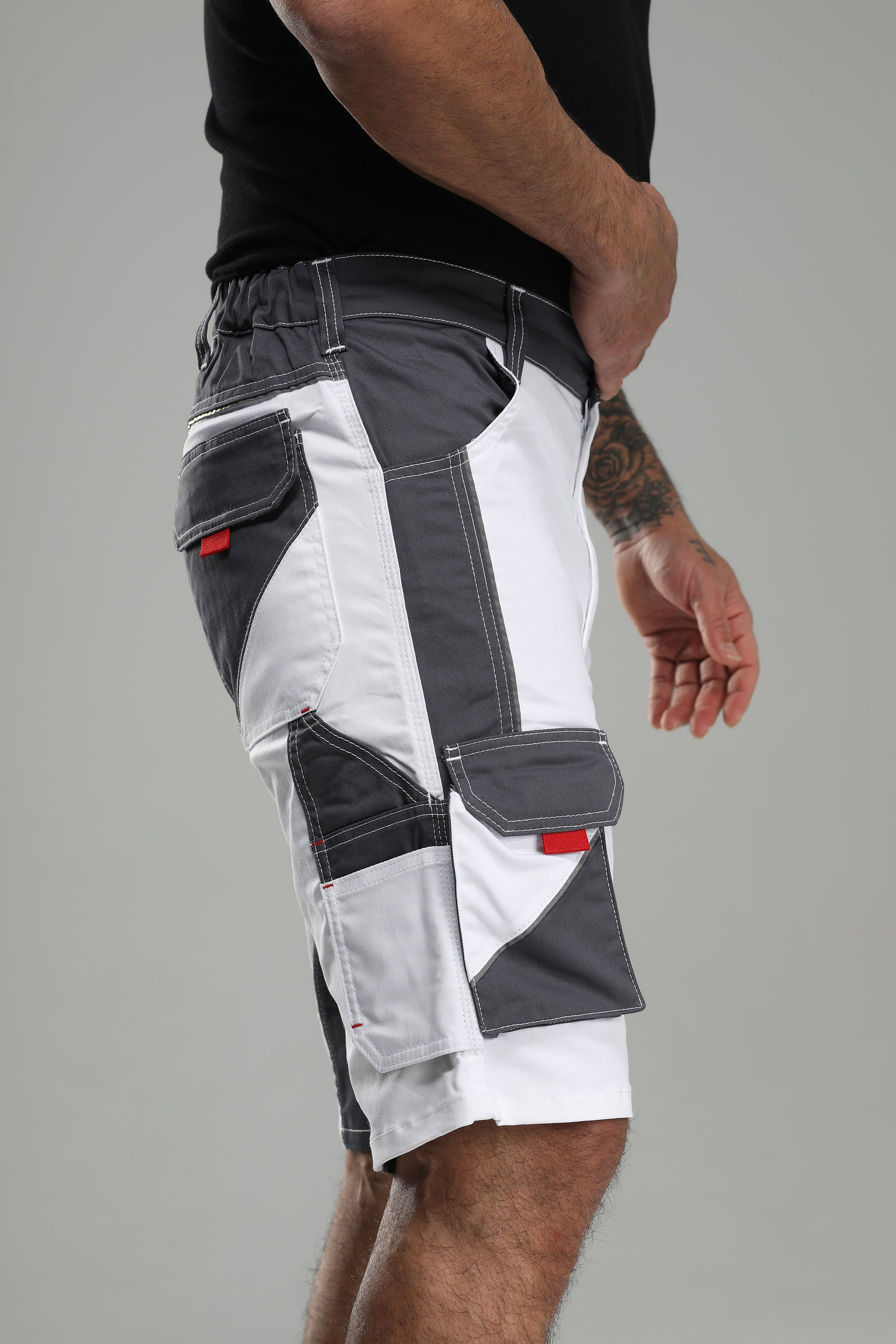 Stretch Work Pants Short White/Gray